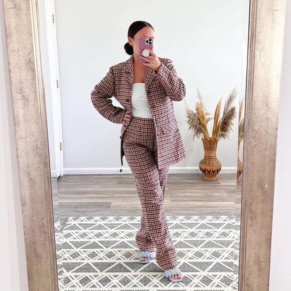 Vintage Pendleton 1970’s houndstooth 2 piece suit‎ set blazer & pants americana